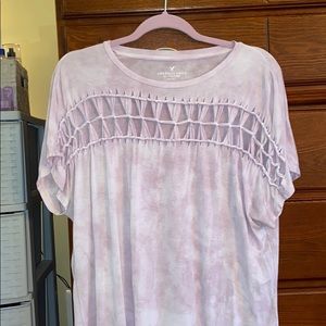 American eagle light pink top with cutouts